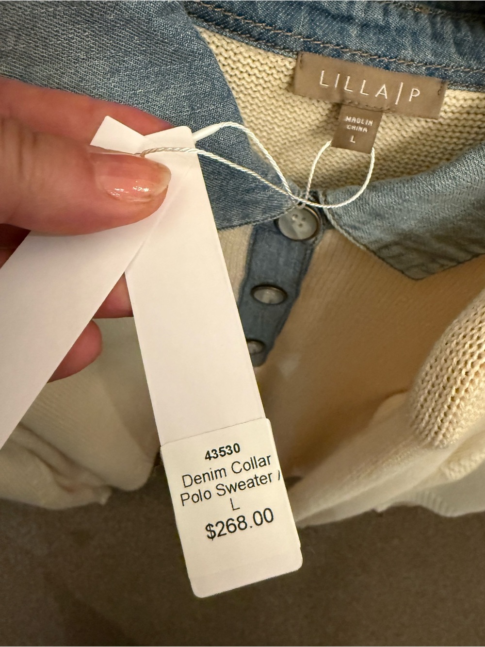 Lilla P Denim Collared Polo Sweater - Picture 8 of 9